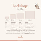 Event Walrus backdrop size chart: Small 36 x 26 in to XL 104 x 88 in, drawn to scale.