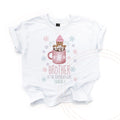 White Brother of the Birthday Girl kids tee laid flat, with the gingerbread cookie in a pink mug.