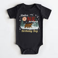 Black Winter Onederland Birthday Boy bodysuit with a bear and red plaid ONE.